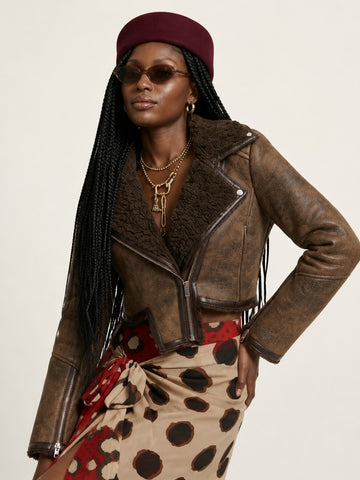 Daring Faux Shearling Cropped Jacket
