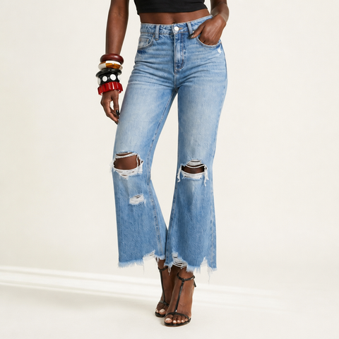 Untamed Distressed Raw Hem Jeans