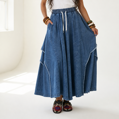 Free Spirit Frayed Denim Skirt