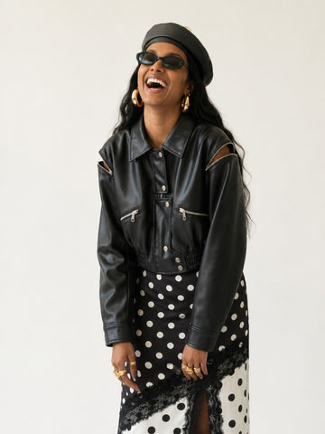 Fierce Faux Leather Cropped Jacket