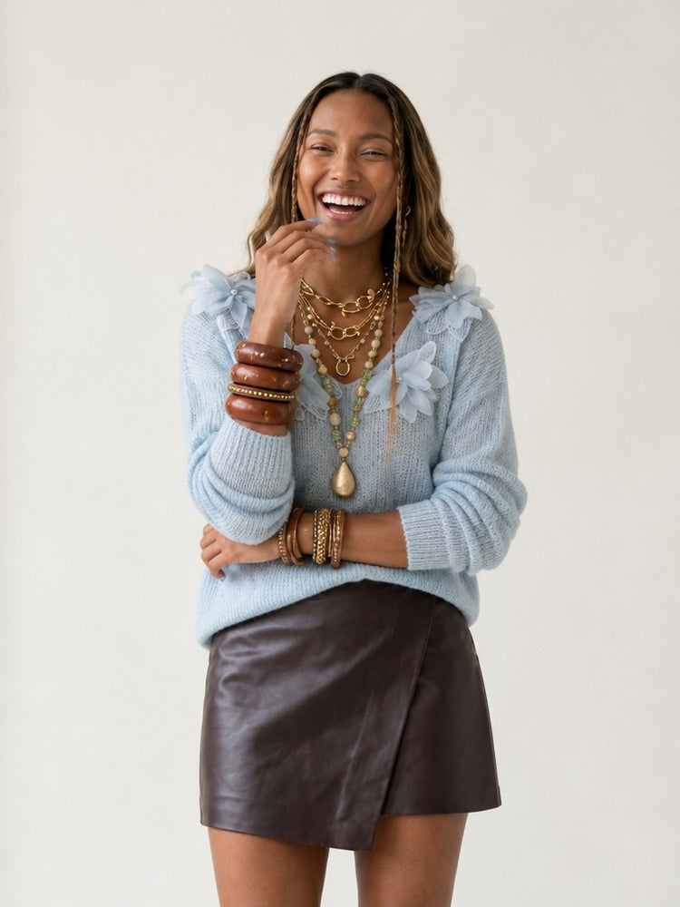 Ethereal Floral Knit Pullover