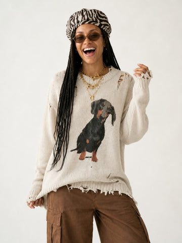 Wild Heart Distressed Knit Sweater