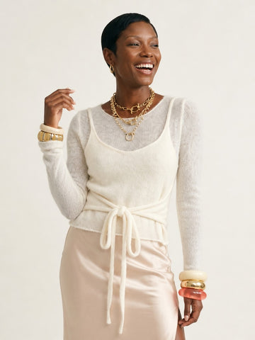 Radiant Knitted Tie-Front Pullover