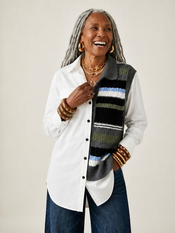 Unique Patchwork Knit Long Blouse