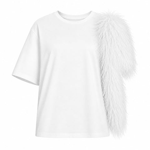 Audacious Feather Asymmetrical T-Shirt