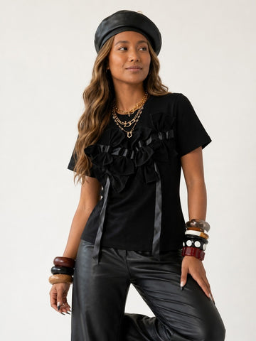 Elegant Bow Detailed T-Shirt
