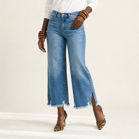 Free Spirit Frayed Wide Leg Jeans