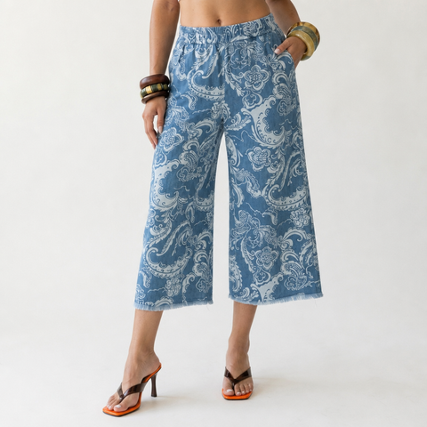 Wanderlust Floral Washed Wide-Leg Pants