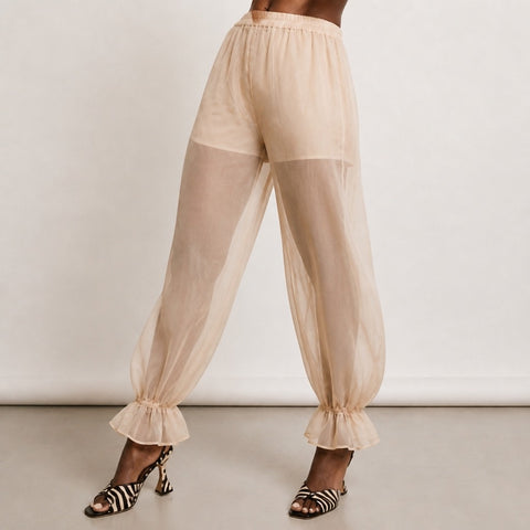 Ethereal Sheer Ruffle Harem Pants