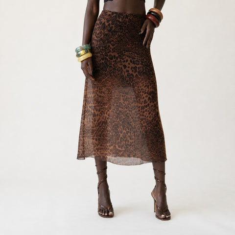 Fierce Leopard Sheer Midi Skirt