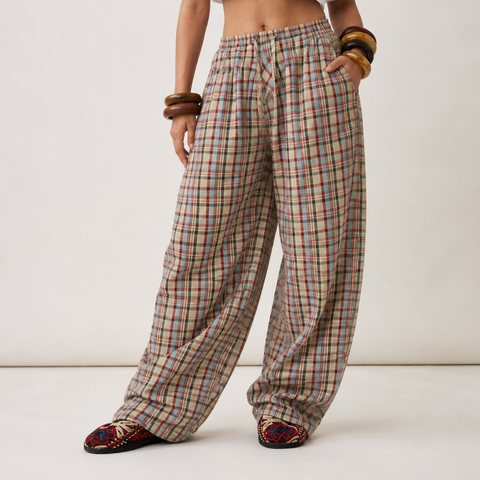Free Spirit Plaid Wide-Leg Pants
