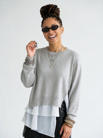 Elegant Ruffled Layered Sweatshirt