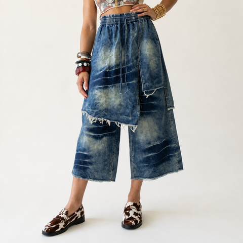 Audacious Patchwork Distressed Denim Pants
