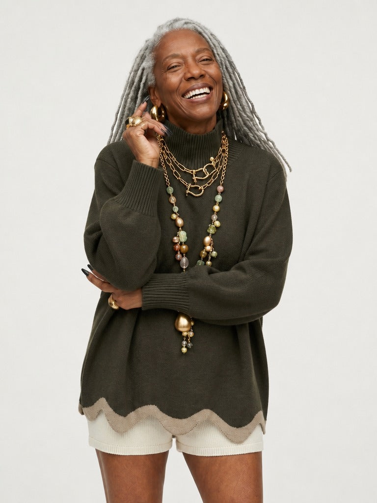 Grounded Wavy Hem Knit Sweater