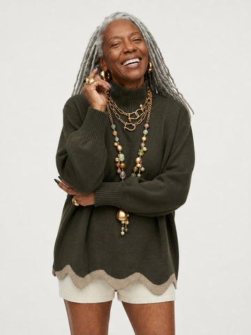 Grounded Wavy Hem Knit Sweater