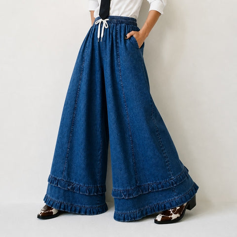Wanderlust Ruffle Wide-Leg Jeans