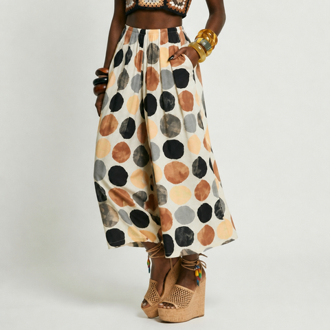 Free Spirit Dot Print Wide-Leg Pants