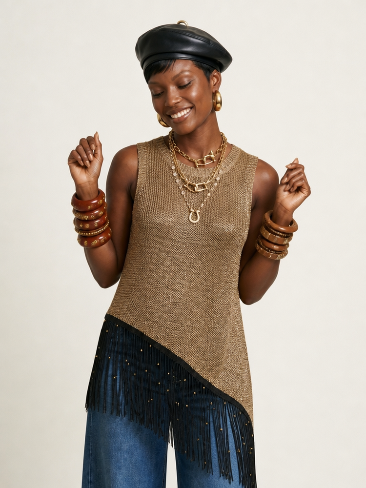 Radiant Sequin Tassel Vest