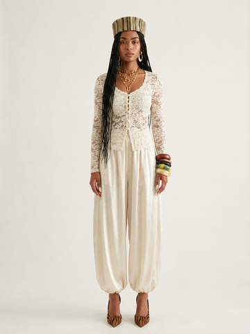 Elegant Satin Balloon Harem Pants