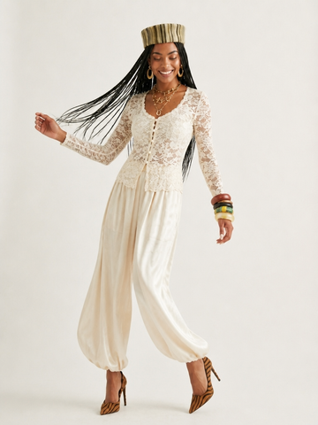 Elegant Satin Balloon Harem Pants