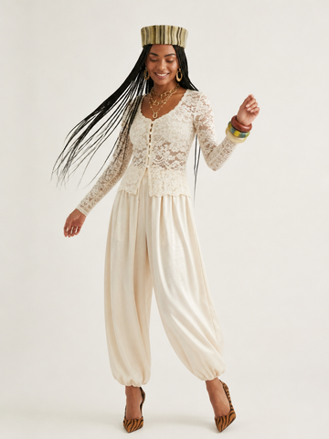 Elegant Satin Balloon Harem Pants