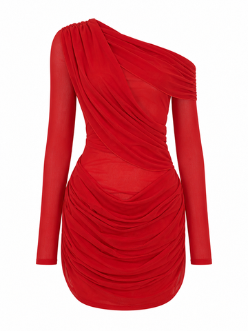Audacious Mesh Ruched Mini Dress