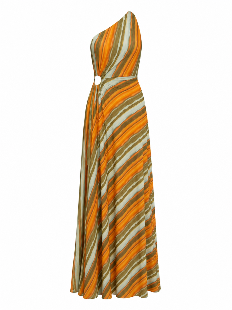 Spirited Striped Halter Maxi Dress