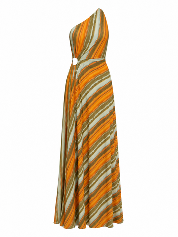 Spirited Striped Halter Maxi Dress