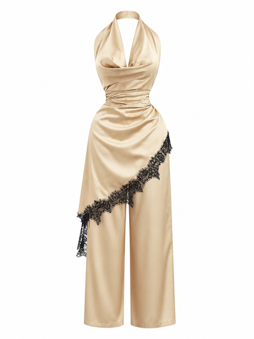 Radiant Satin Patchwork Two-Piece Set