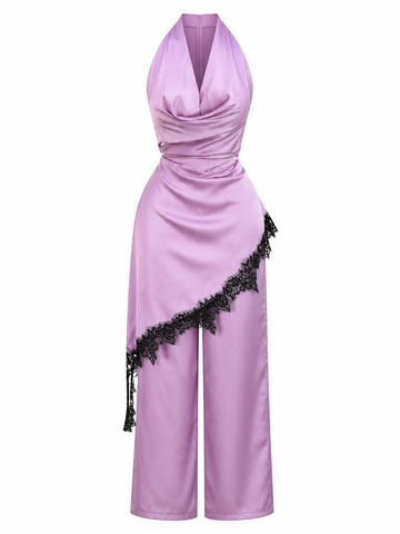 Radiant Satin Patchwork Two-Piece Set