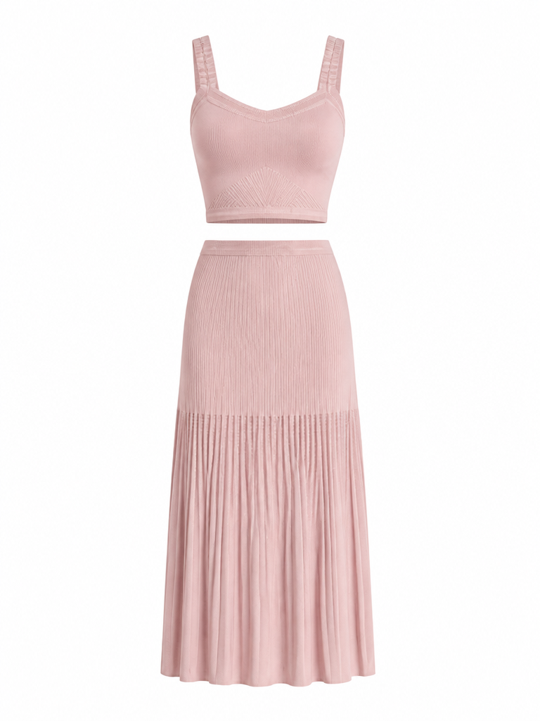 Ethereal Ribbed Pleated Two-Piece Set