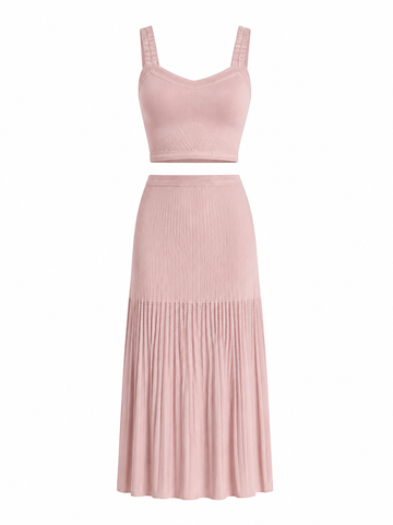 Ethereal Ribbed Pleated Two-Piece Set