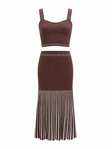 Ethereal Ribbed Pleated Two-Piece Set