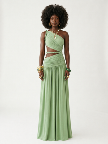 Magnetic Cutout One-Shoulder Maxi Dress