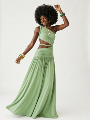 Magnetic Cutout One-Shoulder Maxi Dress