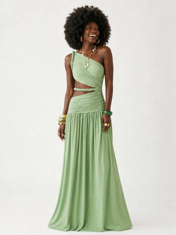 Magnetic Cutout One-Shoulder Maxi Dress