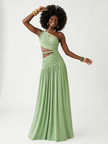 Magnetic Cutout One-Shoulder Maxi Dress