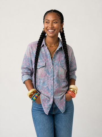 Wanderlust Embroidered Denim Blouse