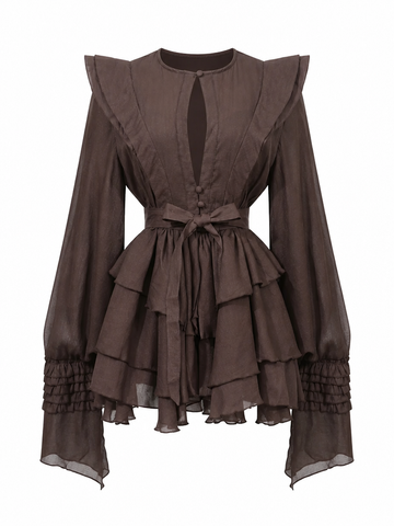Audacious Ruffled Lantern Sleeve Dress