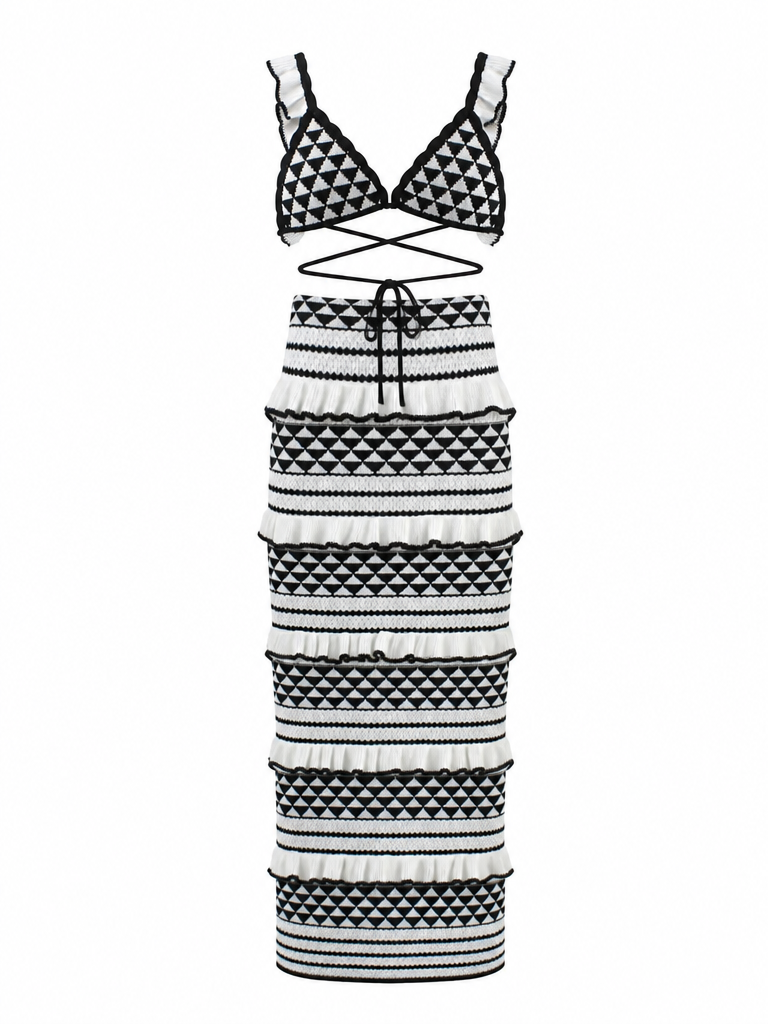 Wanderlust Striped Knit Ruffle Set
