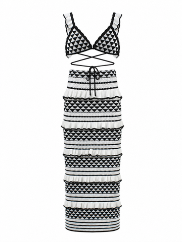 Wanderlust Striped Knit Ruffle Set