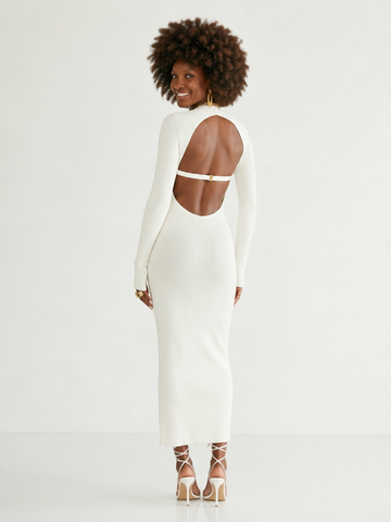 Audacious Cut Out Knitting Midi Dress