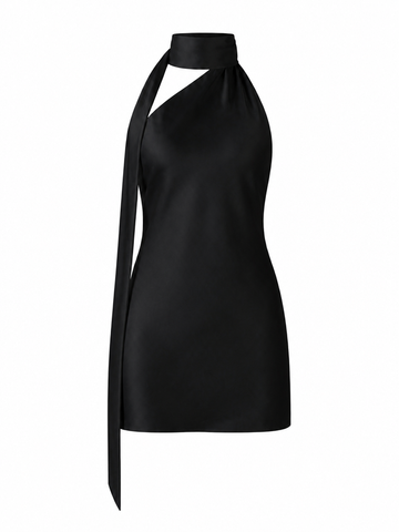 Elegant Satin Halter Mini Dress