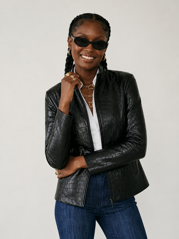 Confident Croc Faux Leather Blazer