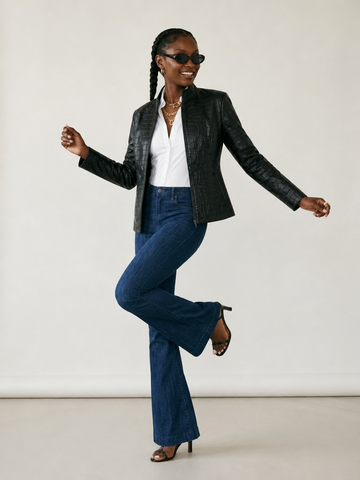 Confident Croc Faux Leather Blazer