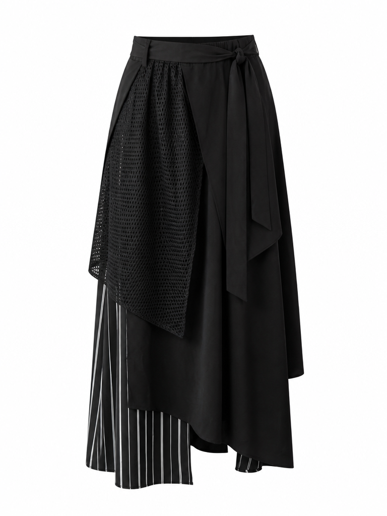 Audacious Striped Patchwork Midi Skirt