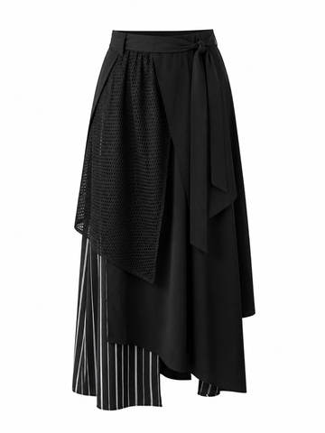 Audacious Striped Patchwork Midi Skirt