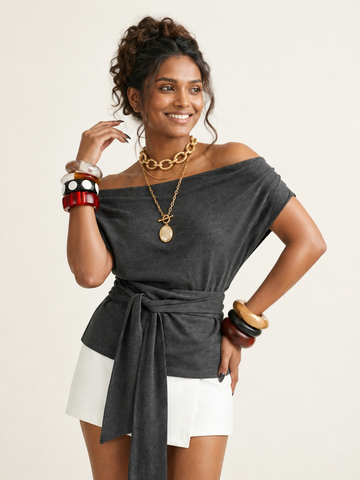 Grounded Dark Gray Bandage Top