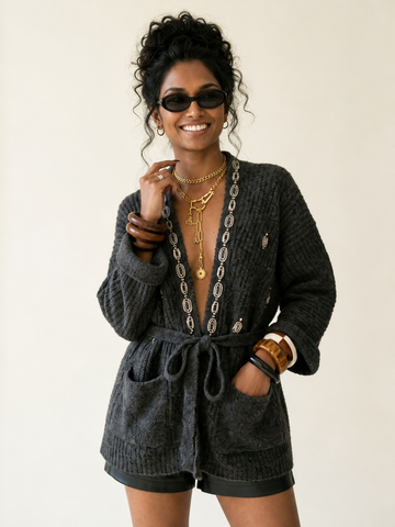 Confident Silver Chain Knitted Cardigan