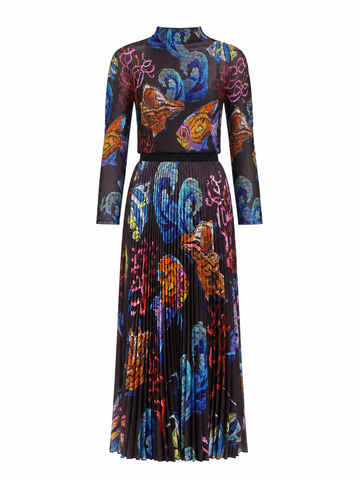 Boundless Pleated Printed Blouse Set
